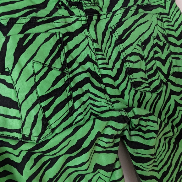 Tripp NYC Neon Green Zebra Print Pants - Picture 3 of 9